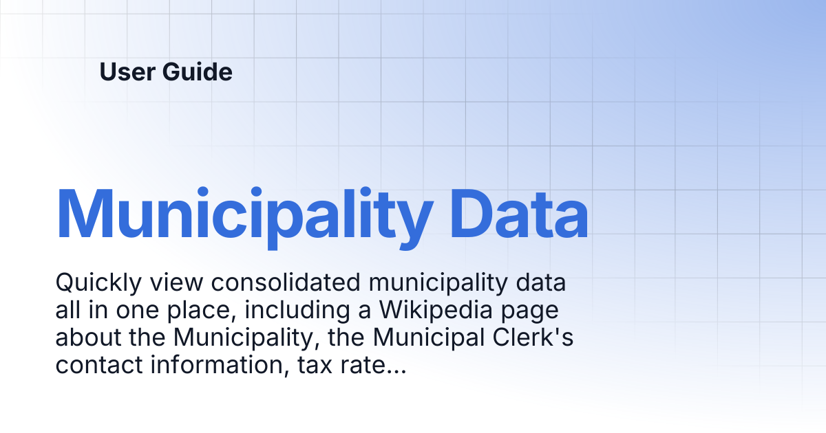 Municipality Data | User Guide